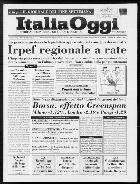 Italia oggi : quotidiano di economia finanza e politica